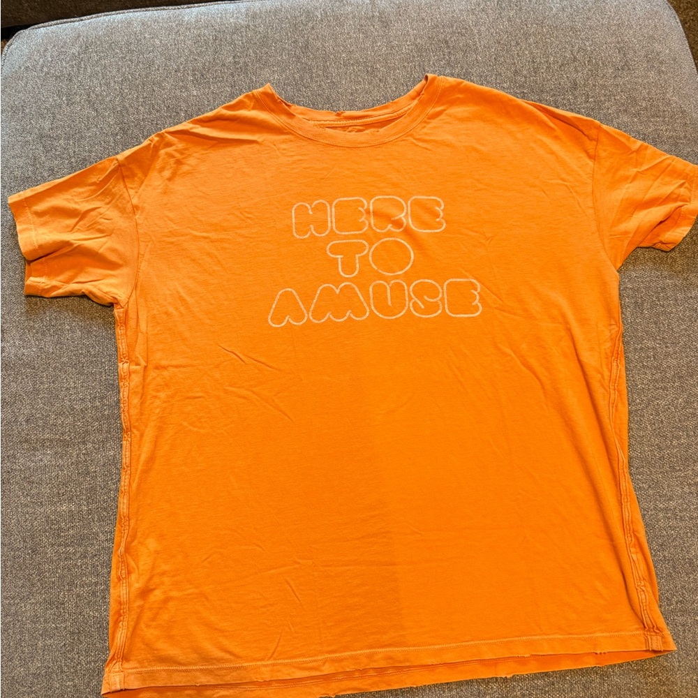 Aerie Bright Orange Tee with Playful Text